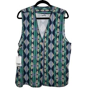 VTG Capistrano women's 16 Southwestern print Vneck vest hippie Aztec cowboy